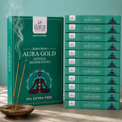 Aura Gold Premium Incense Sticks – 120 Sticks × Pack of 12 | Luxurious & Long-Lasting Fragrance Agarbatti | 1 Big Box