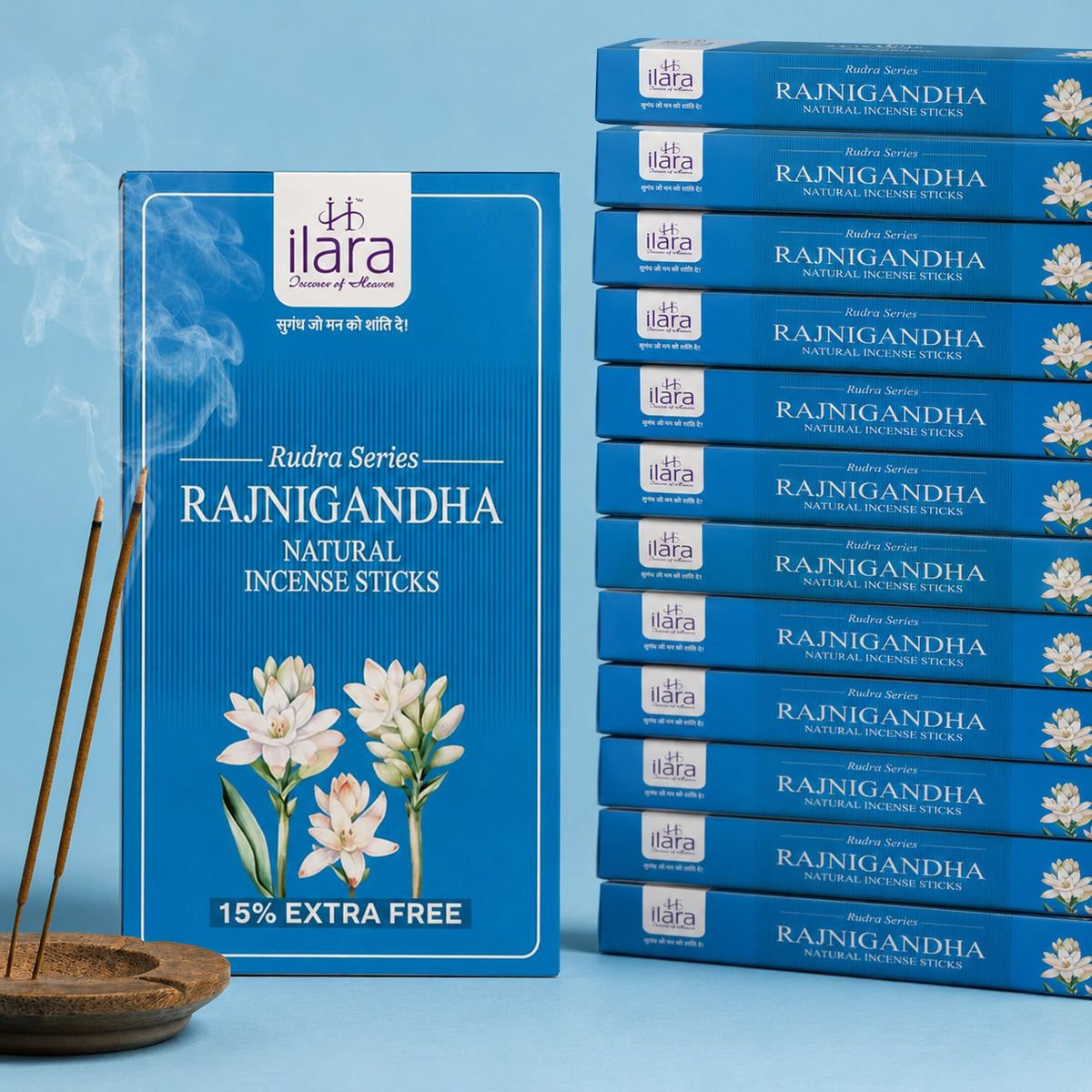 Rajnigandha Premium Incense Sticks – 120 Sticks × Pack of 12 | Tuberose Floral Fragrance