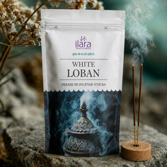 White Loban Premium Incense Sticks – Rich Traditional Loban Fragrance | Premium Agarbatti Pouch